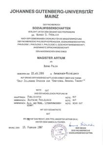 MAGISTERURKUNDE BERND PULCH